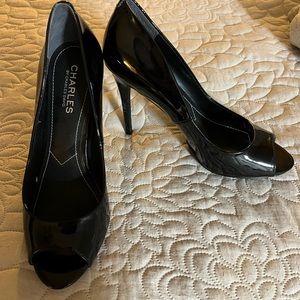 Charles David Black Patent Pumps
